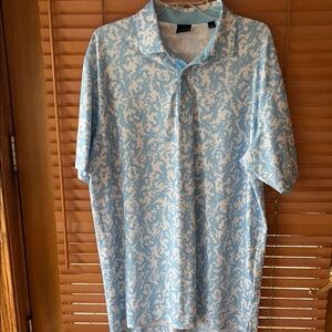 Dunning Golf Mens Shirt Polo  Short Sleeve Aqua Blue  Sz: L; EUC Worn once